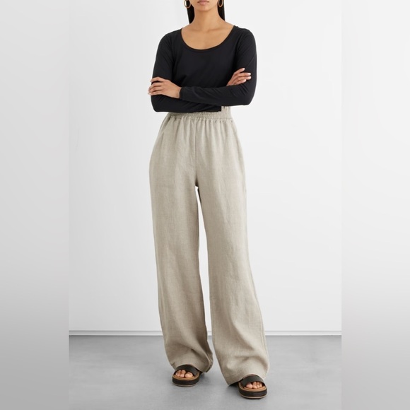 Iris & Ink Keira Linen Wide-Leg Pants Size 10 NWT - Picture 1 of 8
